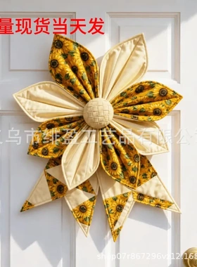 跨境新款Large Patchwork Bow Wreath大型拼布蝴蝶结花环材料包