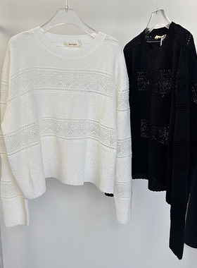 MQ时尚小众设计感宽松慵懒镂空针织衫圆领套头衫macqnf89326