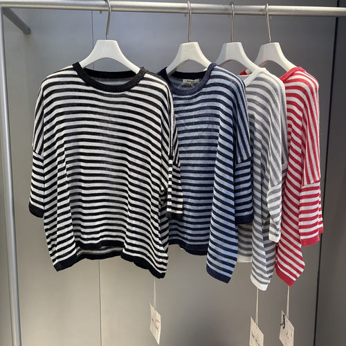 MACQNF正品时尚简约宽松慵懒风落肩袖显瘦套头针织衫T恤女MQ29657