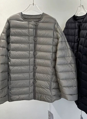 MX墨写女装正品简约高级感轻薄压纹白鸭绒羽绒服阔版保暖外套8027