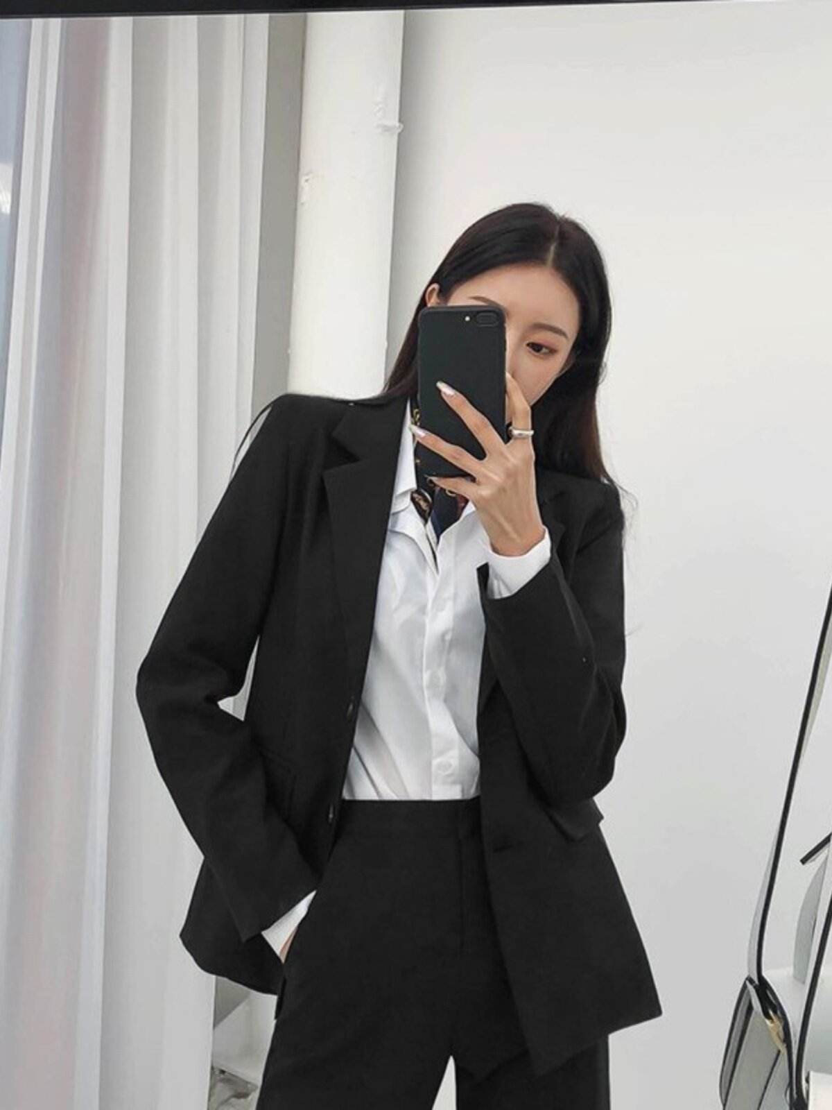 봄과 가을 검은 색 작은 정장 여성 긴 소매 정장 재킷 대학생 연설 변증법 인터뷰 공식 여성 전문 정장