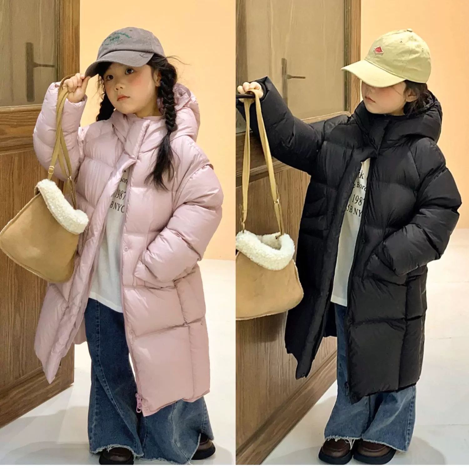 女童中大童棉服2025冬季新款洋气中长款过膝加厚棉袄加厚保暖外套