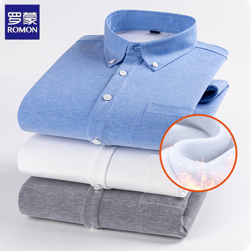 Romon衬衫罗蒙加绒保暖上班工装