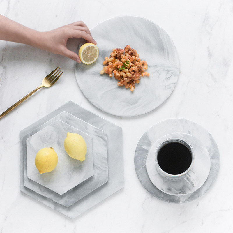 Nordic simple ceramic marble plate storage pad