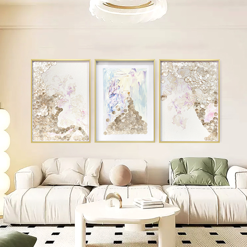 法式现代油画贝壳装饰画客餐厅挂画玄关背景墙壁画艺术高级感墙饰图片