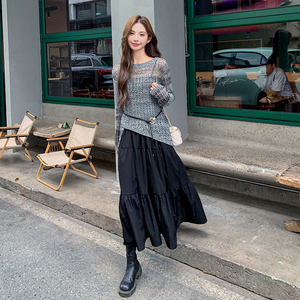 2026春季新款毛衣外套连衣裙气质两件套女裙2C233-8831-P140-K199