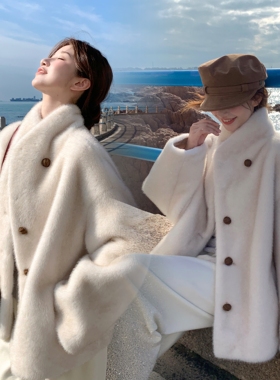 现货秋冬2025新款松弛感仿水貂毛外套高级感大衣2595-P215控328