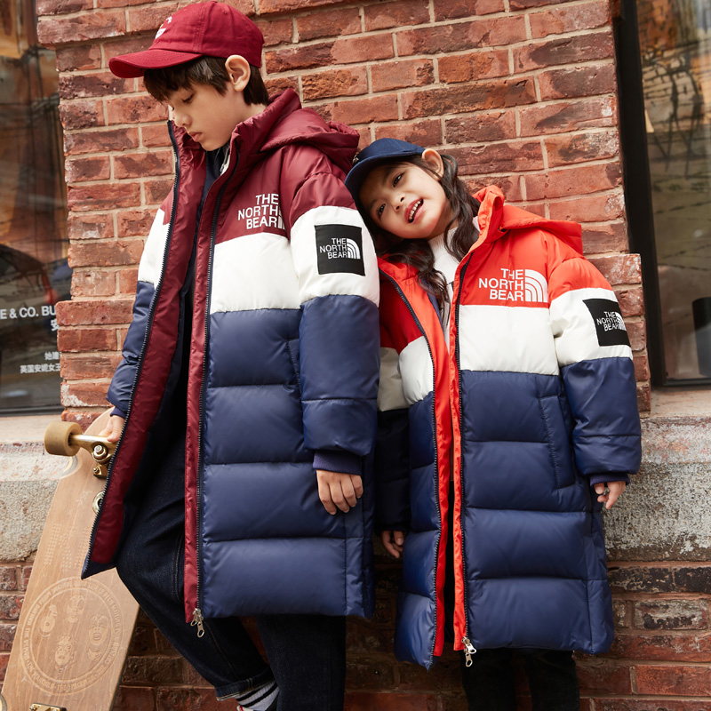 花样熊中长款加厚男女童羽绒服