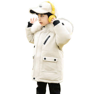 花样熊中长款加厚男童羽绒服