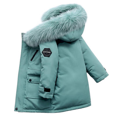 花样熊儿童羽绒服男童中长款加厚