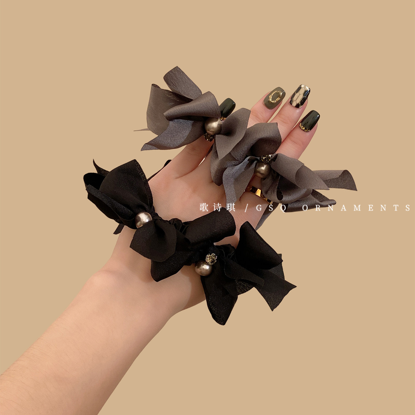 韩系复古丝带蝴蝶结发绳女轻奢小众高级感珍珠发圈扎马尾皮筋头绳,饰品/流行首饰/时尚饰品新,发饰,淘宝优惠券,粉丝福利购,淘宝优惠卷