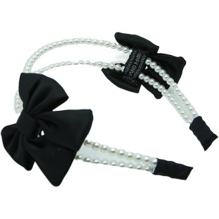 神仙教母~复古赫本风蝴蝶结发箍女2023新款夏款气质双排珍珠头箍