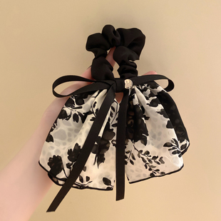 溫柔書香 花朵皮筋女扎頭發(fā)繩 復(fù)古蝴蝶結(jié)飄帶發(fā)圈頭繩2024新款