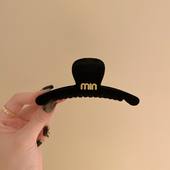 minmin秋冬小香风韩系适合头发少 抓夹黑色植绒中号后脑勺鲨鱼夹