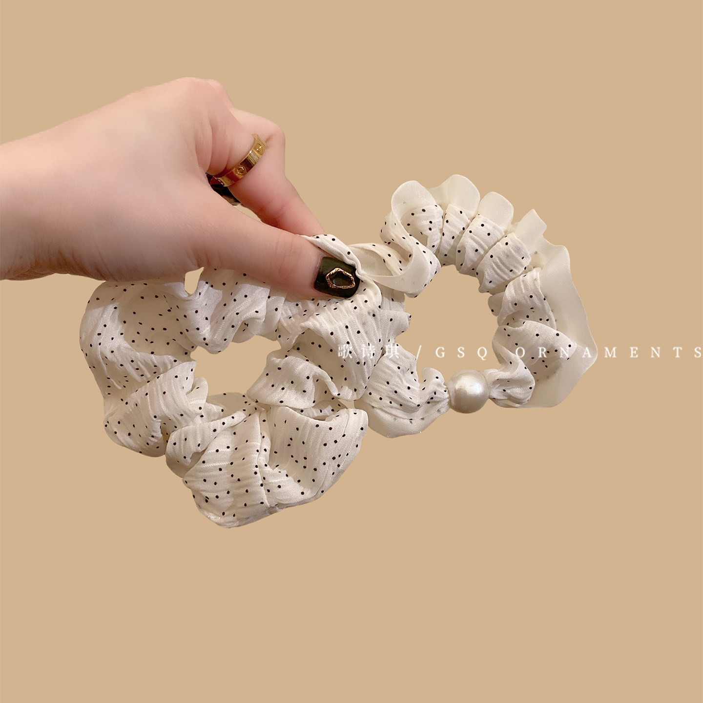 法式温柔荷叶边波点小肠发圈2025新款质感波点马尾头绳布艺头饰,饰品/流行首饰/时尚饰品新,发饰,淘宝优惠券,粉丝福利购,淘宝优惠卷