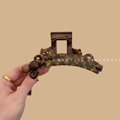 韩国ins风可爱醋酸豹纹猫咪抓夹女高级感大号后脑勺鲨鱼夹发夹