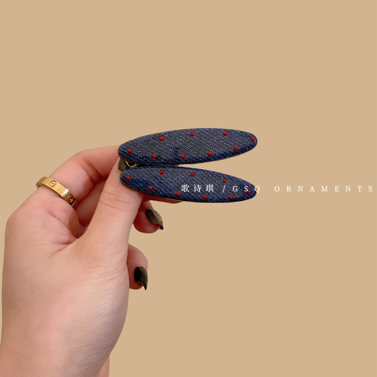 1对装~韩式牛仔蓝碎发夹