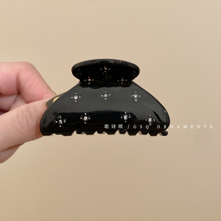 韩系繁星镶钻醋酸抓夹女2024新款 高级感后脑勺半扎发高马尾鲨鱼夹