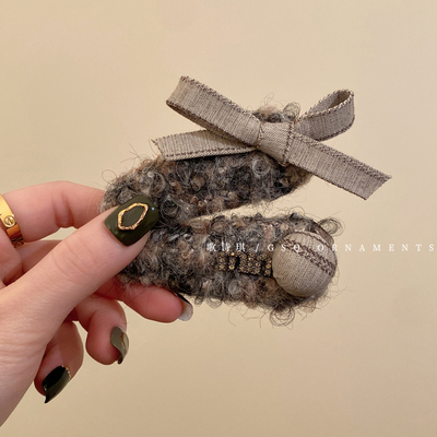 组合装~秋冬甜美毛绒蝴蝶结发夹