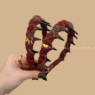 新年跨年金标小马红色发箍女高颅顶带齿头箍高级感洋气时尚头饰