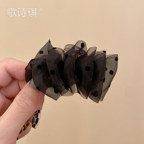 夏季波点网纱抓夹小号刘海发夹