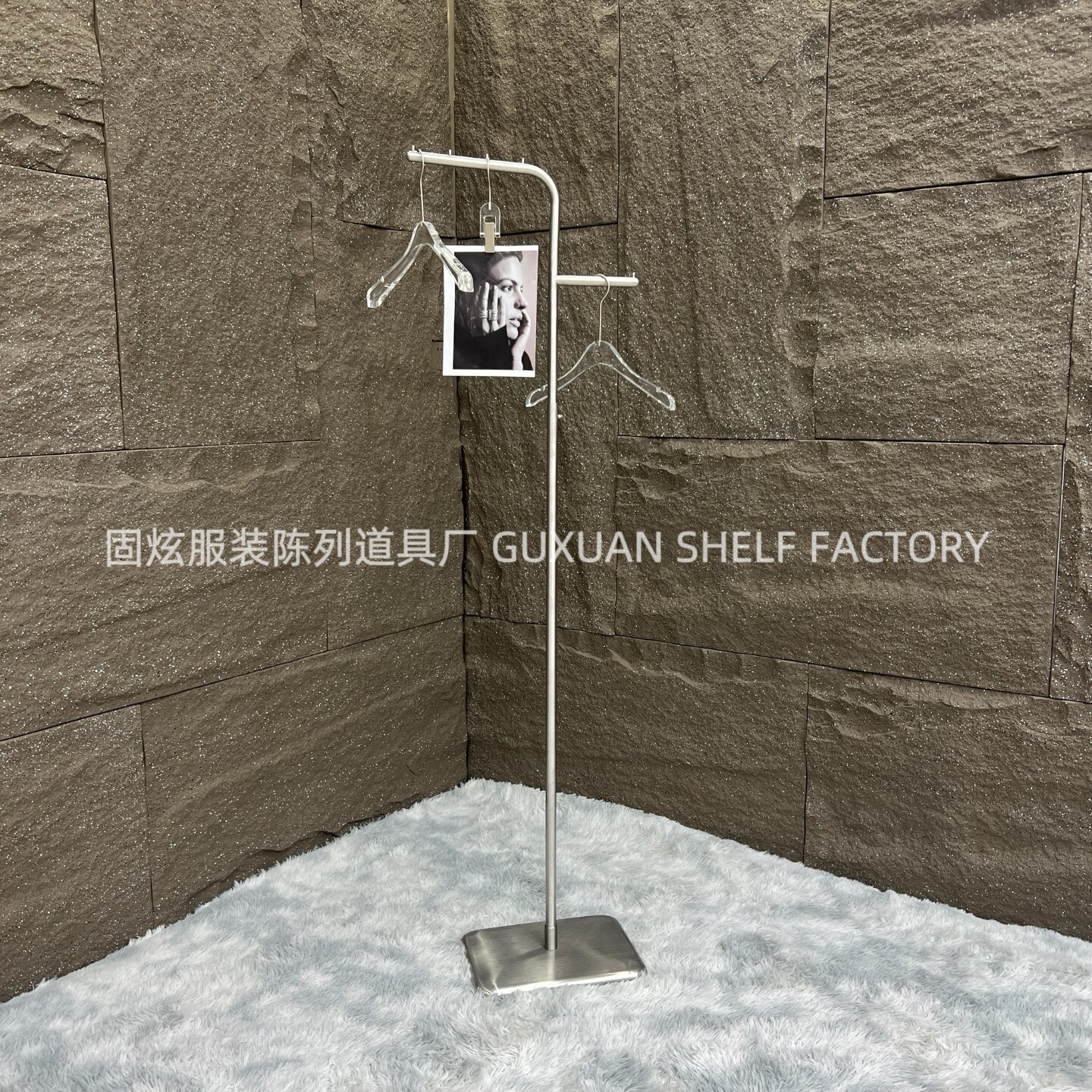 服装店展示架不锈钢正挂可调节挂衣架高低升降衣帽直播陈列架定制