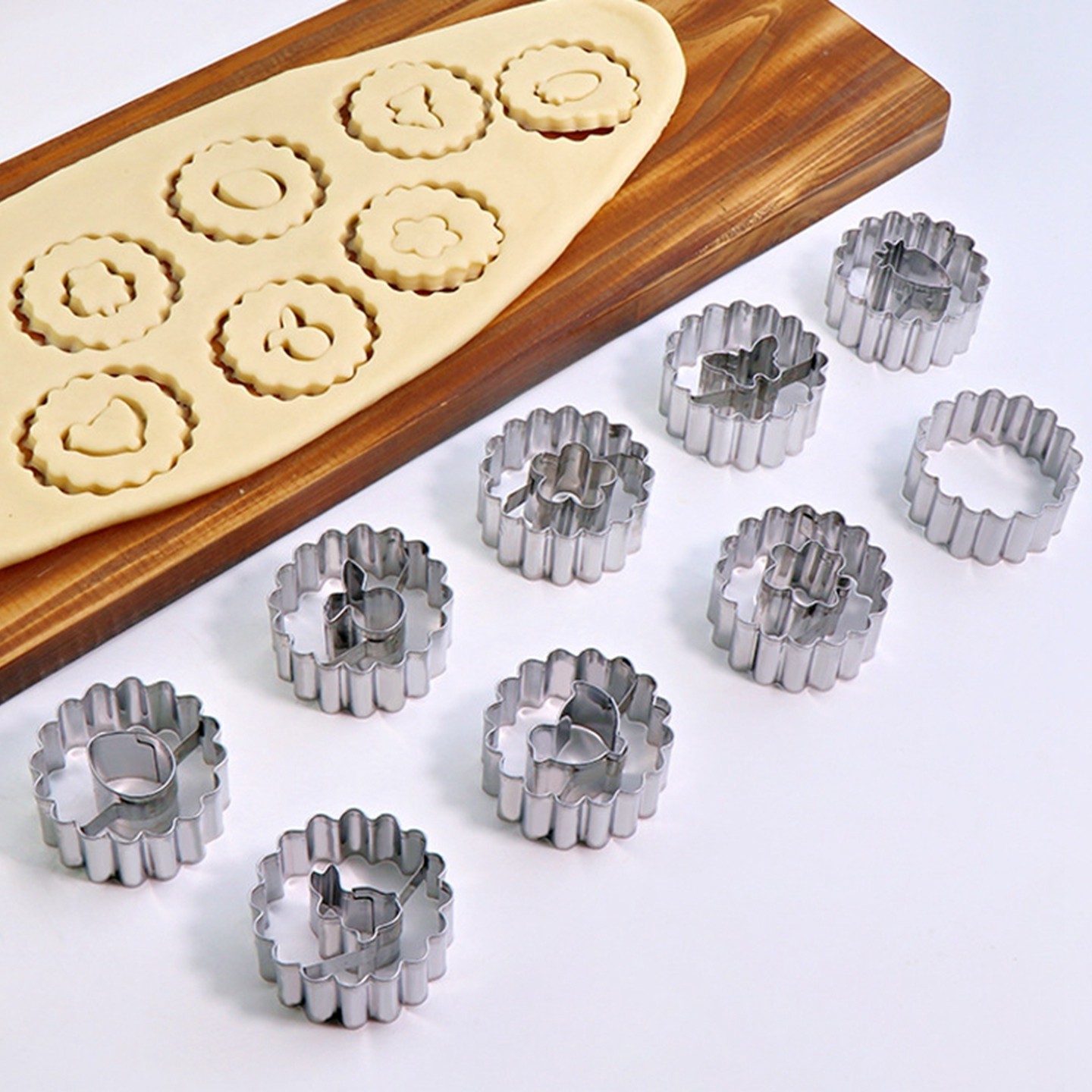 经典波浪纹复活节饼干模具9件套DIY方丹果酱曲奇夹心饼干厨房烘焙