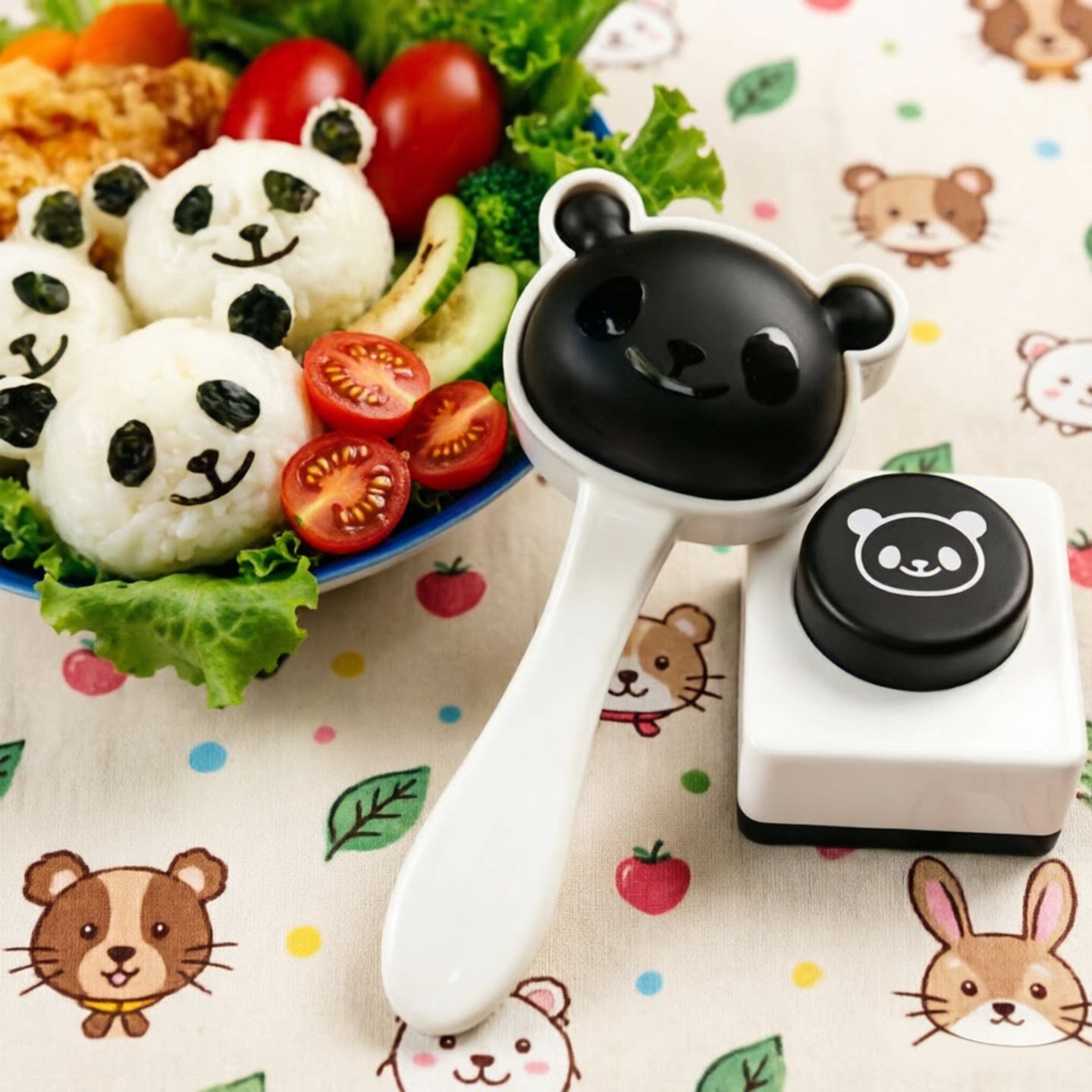 DIY熊猫饭团模具套装笑脸海苔夹紫菜压花器儿童米饭磨具便当工具