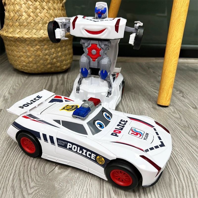 儿童玩具车警车1一3岁2-4益智带音乐机器人男孩变形电动汽车特技
