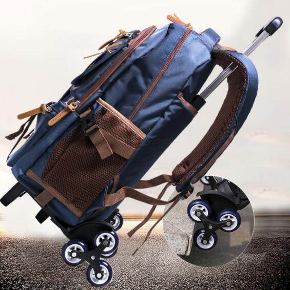 大容量初中小学生拉杆书包4-5-6-9年级男孩手拉箱可拆卸三轮爬楼