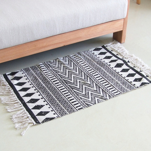 北欧风格棉线地毯手工客厅茶几卧室床边沙发巾民宿装饰吸水垫地垫
