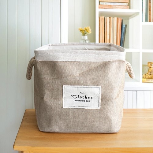 布艺加厚折叠棉绳提手收纳盒