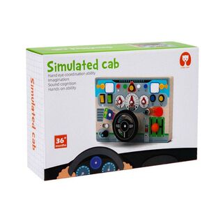 跨境木质模拟方向盘led开关忙绿板儿童学习交通知识早教玩￡