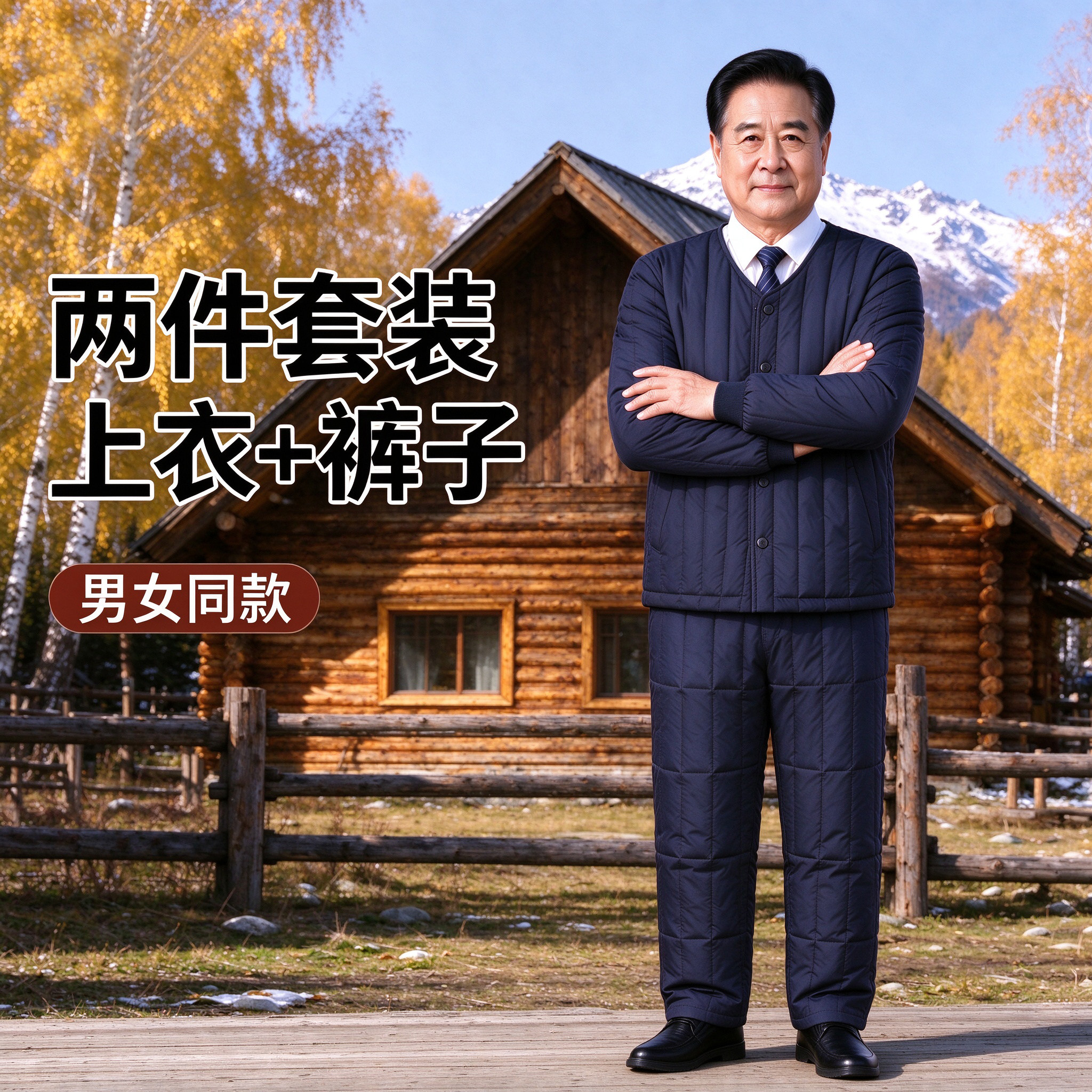 中老年男士羽绒两件套