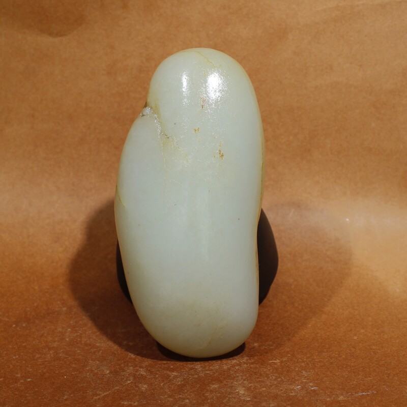 134克和田玉天然玉石白玉籽料原石好型油润玉龙河独籽无修把件料