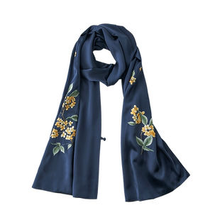 蜀江锦院善赏花吟系列蜀绣真丝蚕丝刺绣披肩外搭妈妈围巾生日礼物