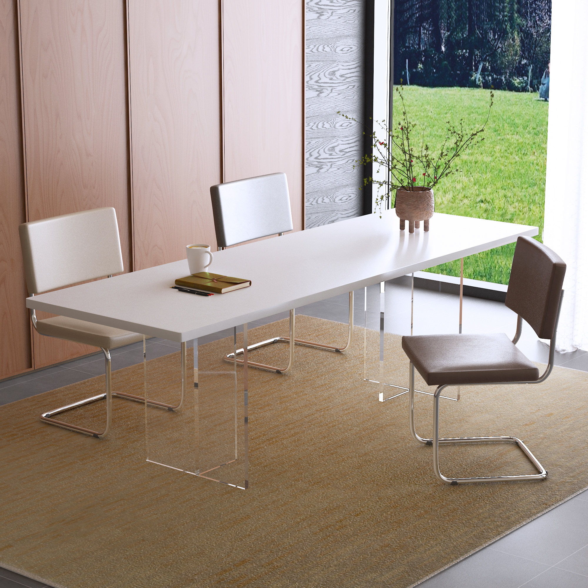 亚克力腿悬浮简约现代桌子