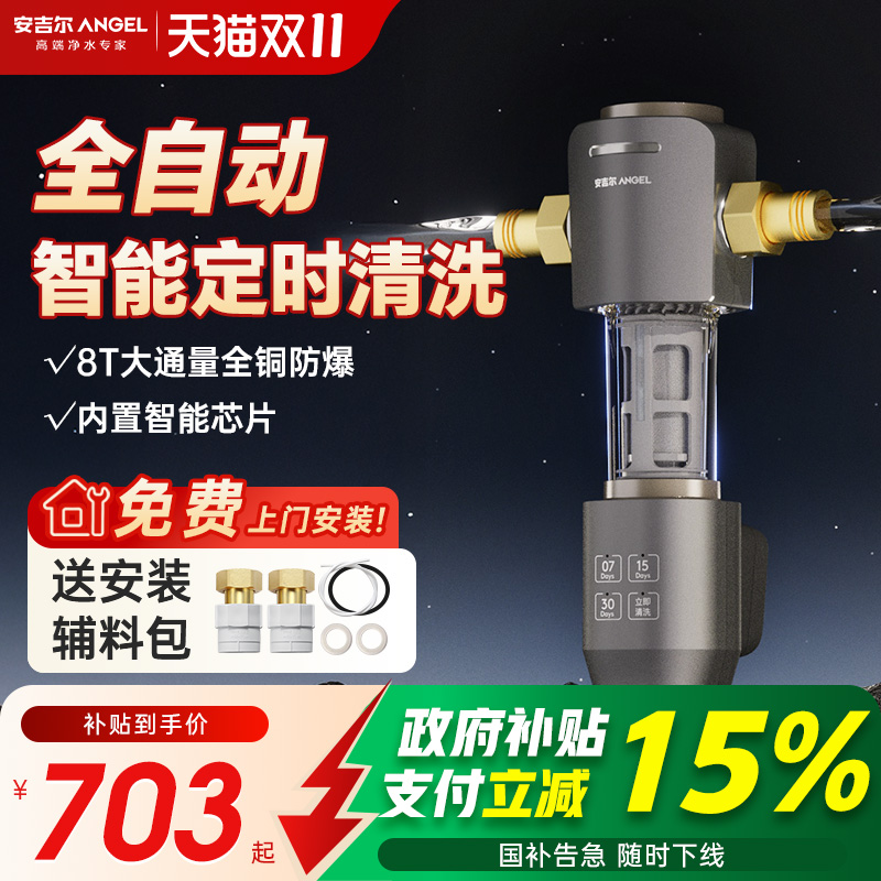 政府补贴安吉尔前置过滤器家用饮水机自动反冲洗净水器全铜防爆