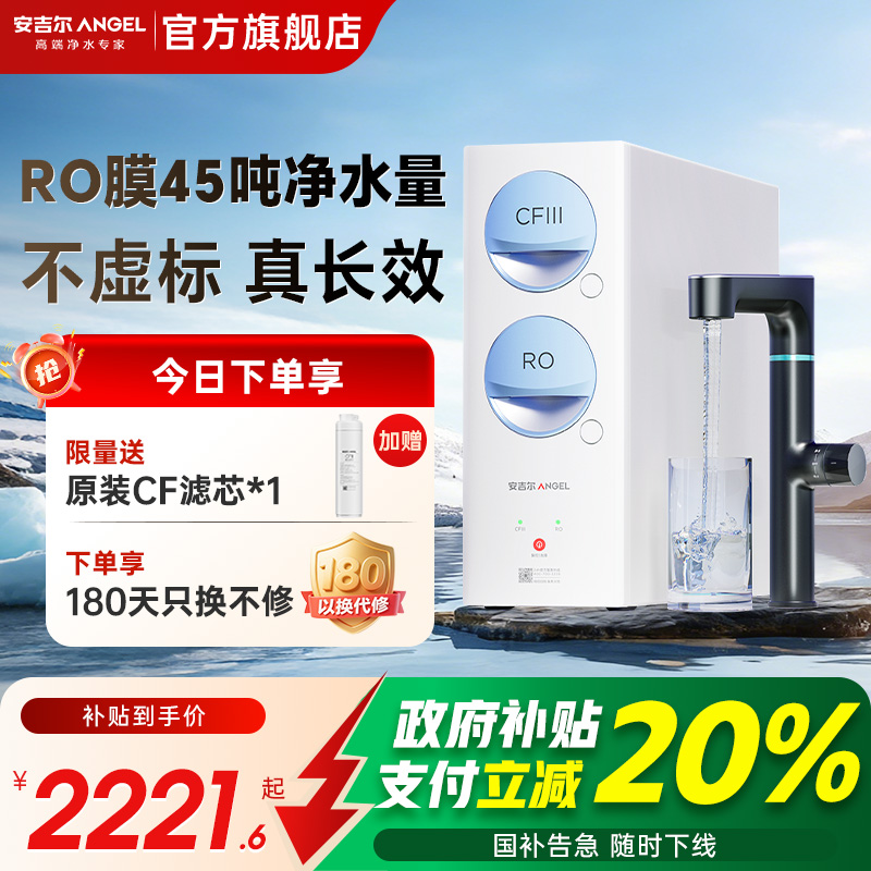 政府补贴安吉尔家用净水器厨房自来水直饮水机ro过滤玉龙Max1000G