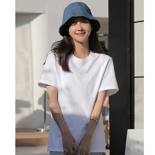 纯棉t恤女短袖 内搭纯色白t宽松可爱 2023白色宽松薄款 正肩打底衫