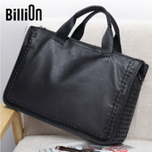 冷兽编织男士 手提包真皮商务男款 男包休闲软牛皮单肩斜挎公文包包