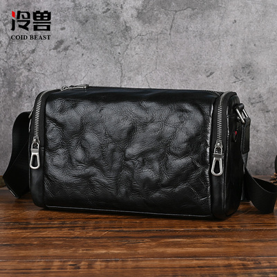 冷兽单肩包男真皮斜挎包