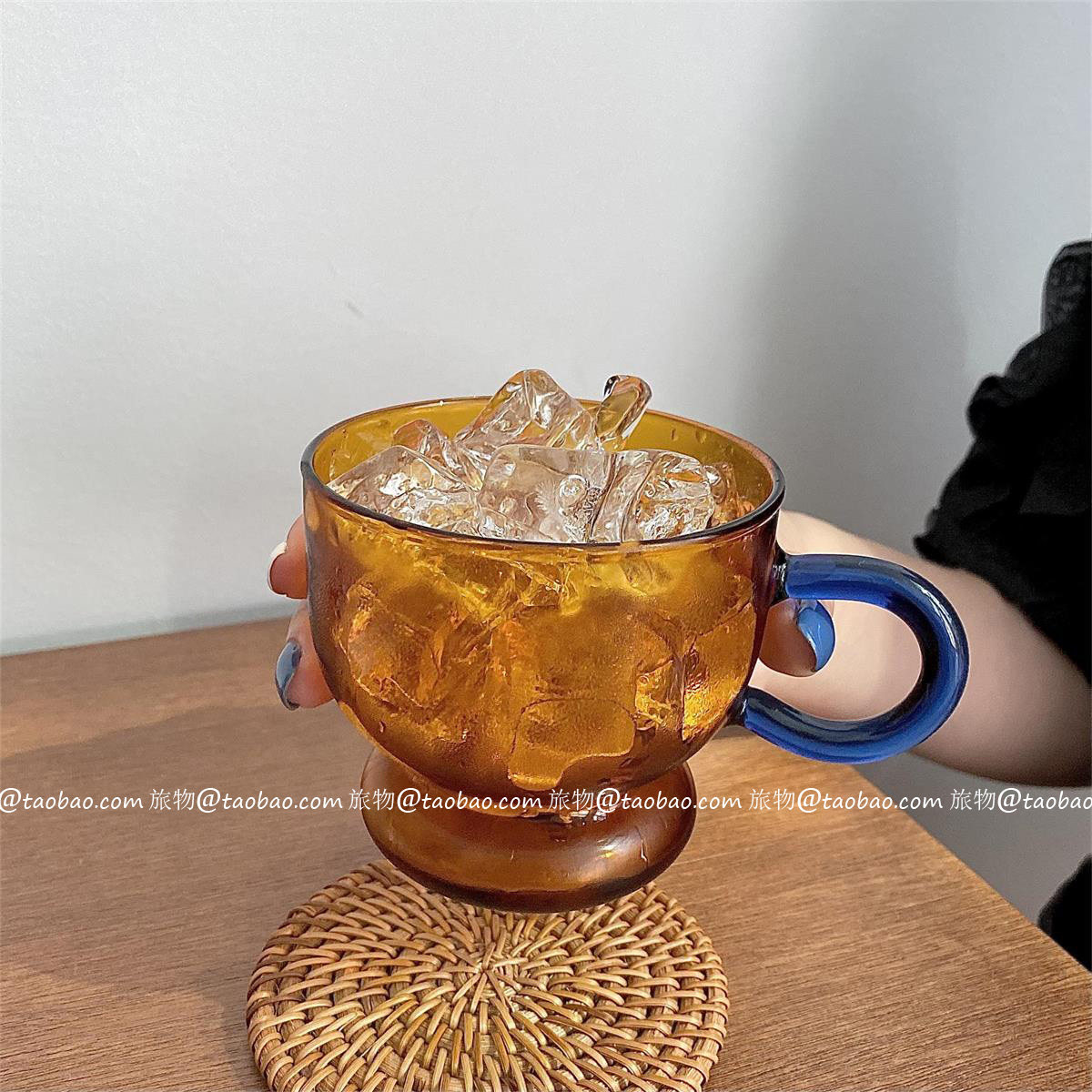 韩式复古彩色水果茶杯冷饮杯ins风耐热玻璃拿铁咖啡杯牛奶杯水杯