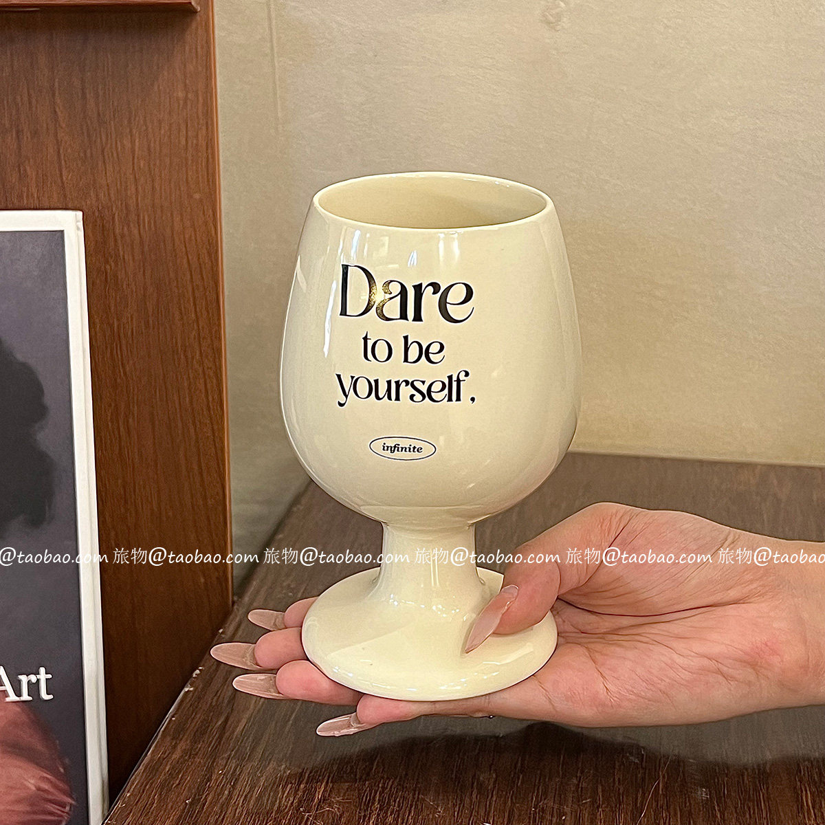 北欧ins陶瓷酒杯复古高脚咖啡杯高颜值水杯情侣对杯家用葡萄酒杯