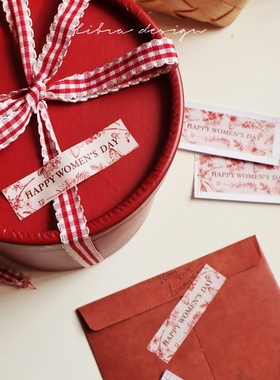 38节妇女节快乐小长条贴纸原创ins礼物包装封口贴烘焙鲜花不干胶