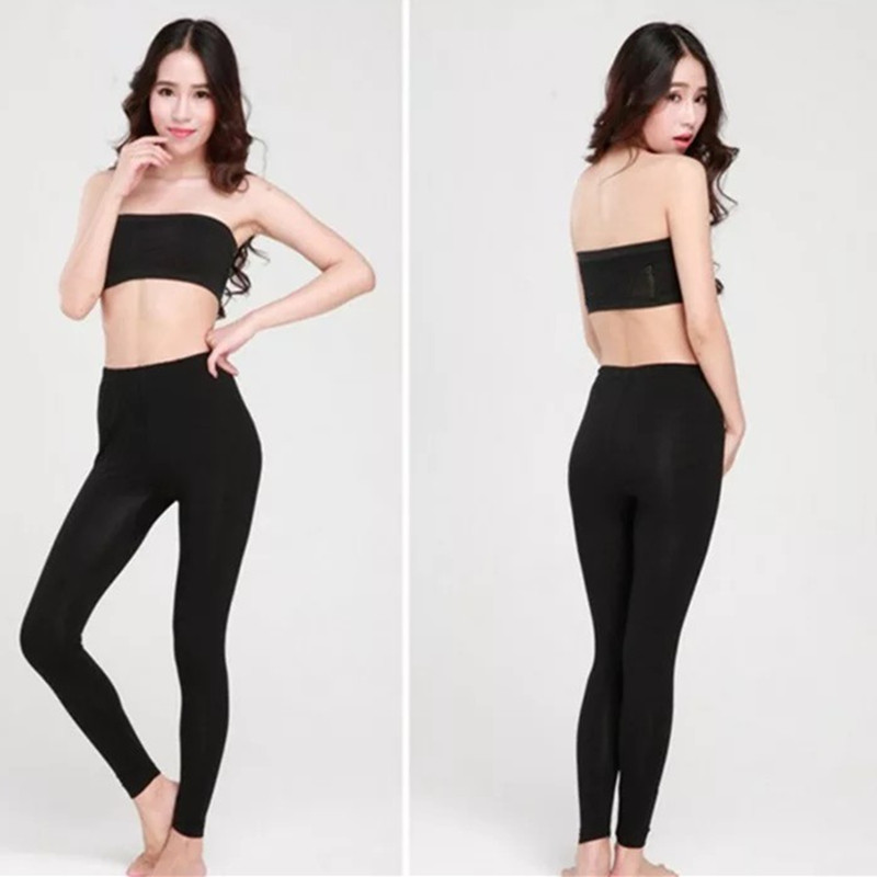 GEKAI WOMENS BAMBOO FIBER MODAL SLIM FIT FASHION SOLID COLOR SINGLES TROUSERS STRETCH LEGGINGS 3184