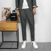 潮 新款 HOMME男装 DOLCA 剪裁正装 秋季 修身 商务休闲裤 TB灰色西裤 裤