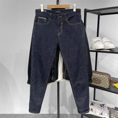 HOMME弹力小蓝裤 赤耳丹宁布男士 修身 DOLCA 小脚深蓝色水洗牛仔裤