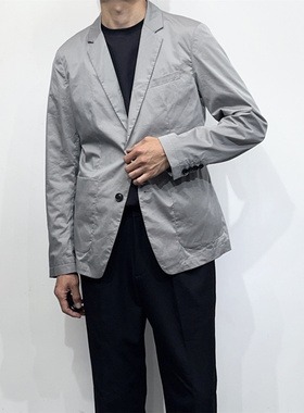 高端系春夏季修身单排双扣休闲西装 纯灰色休闲单西 弹力通勤西服