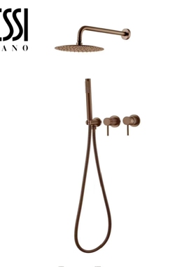意大利gessi全铜极简黑色暗装入墙式淋浴花洒吊顶埋墙玫瑰金花洒